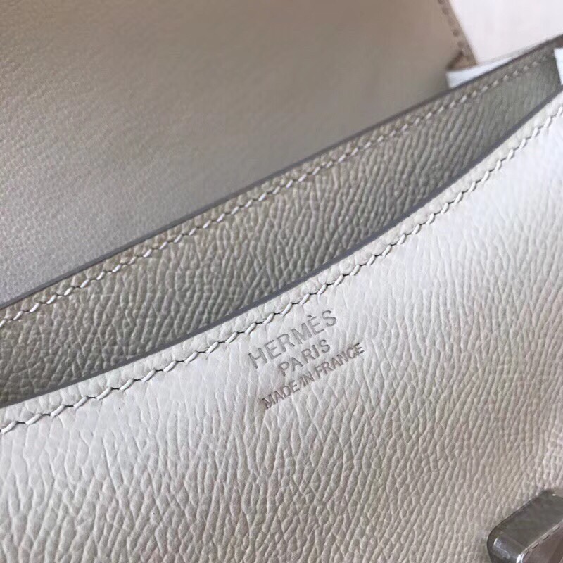 Hermes Constance 24cm Shoulder Bag In Cream White Epsom Leather